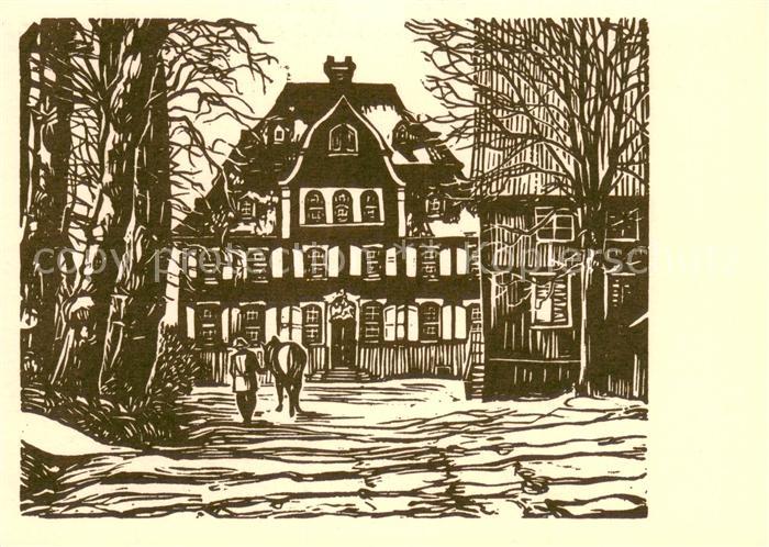 Hagen Westfalen Haus Harkorten im Winter 18. Jahrh. Kunstkarte R.Hilker