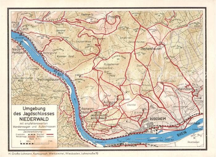Ruedesheim am Rhein Umgebungskarte des Jagdschlosses Niederwald