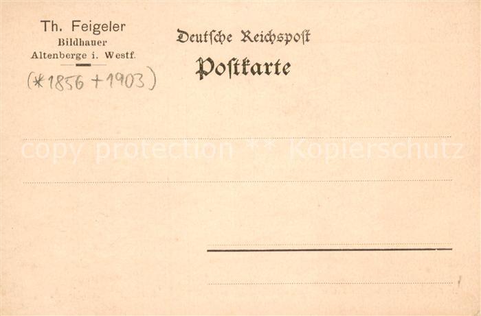 Altenberge Westfalen Vordruckkarte Th. Feigeler Bildhauer