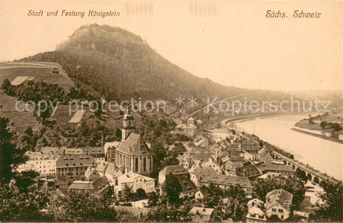 Koenigstein Saechsische Schweiz Stadt und Festung
