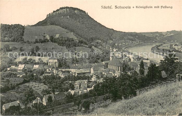 Koenigstein Saechsische Schweiz Koenigstein mit Festung