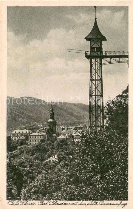 Bad Schandau Stadt und elektrischer Personenaufzug
