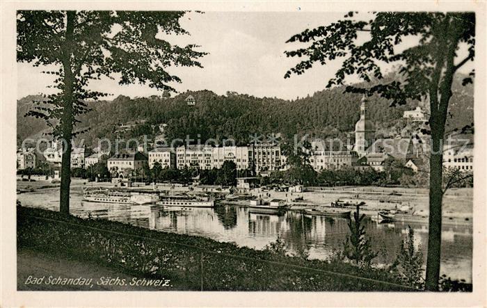Bad Schandau Gesamtansicht mit Fluss und Anlegeplatz