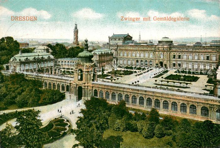 DRESDEN Elbe Zwinger mit Gemaeldegalerie