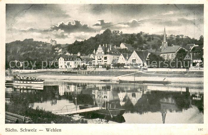 Wehlen Sachsen Teilansicht mit Fluss
