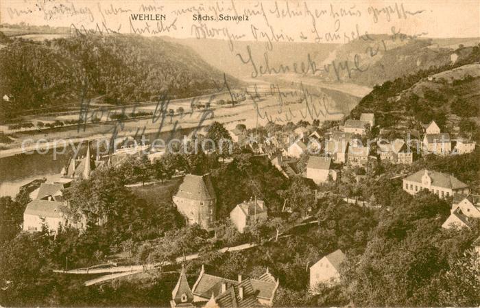 Wehlen Sachsen Gesamtansicht mit Elbe