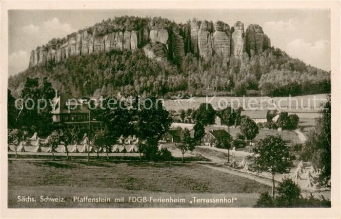 Pfaffenstein Koenigstein Saechsische Schweiz Pfaffenstein mit FDGB-Ferienheim Te
