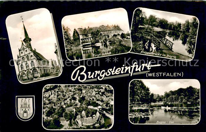 Burgsteinfurt Rathaus Fuerstl. Schloss Knueppelbruecke im Bagno Luftbild See
