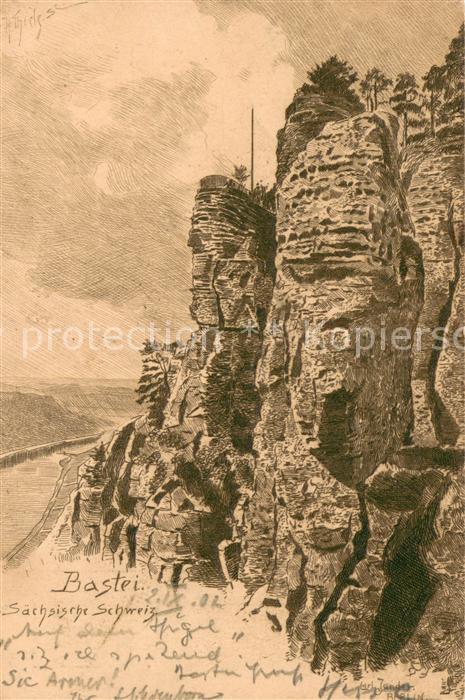Bastei Saechsische Schweiz Bastei-Radierung