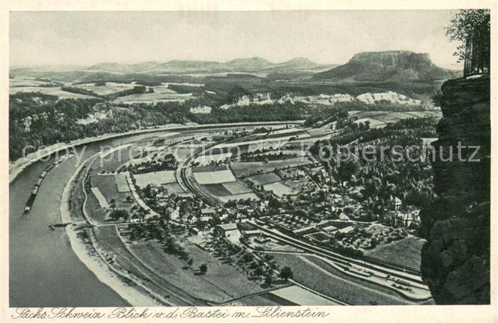 Bastei Saechsische Schweiz Blick von Bastei mit Lilienberg