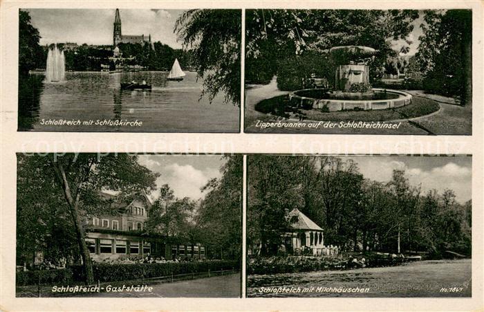 CHEMNITZ Sachsen Schlossteich mit Schlosskirche Lipperbrunnen Schlossteich-Gasts