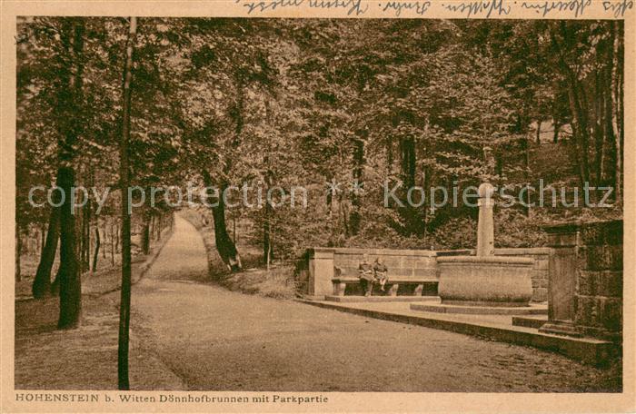 Witten Ruhr Hohenstein Doennhofbrunnen mit Parkpartie