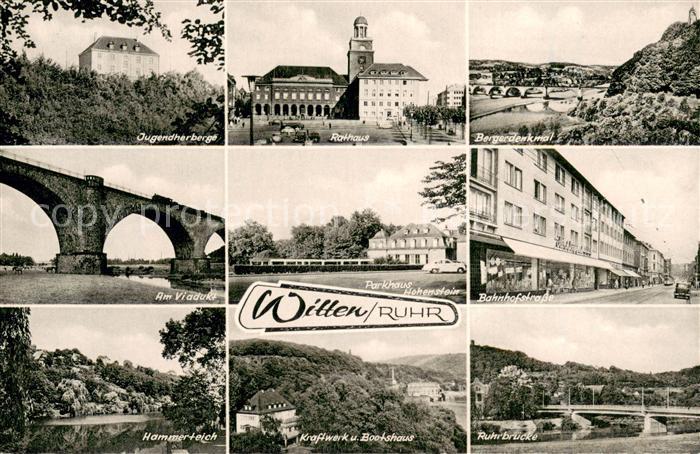 Witten Ruhr Jugendherberge Rathaus Bergerdenkmal Bahnhofstrasse Ruhrbruecke Kraf