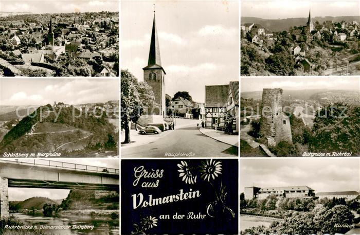 Volmarstein Burgruine im Ruhrtal Ruhrbruecke Kliniken Schlossberg mit Burgruine