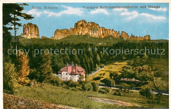 Bad Schandau Vordere Schrammsteinkette mit Baude