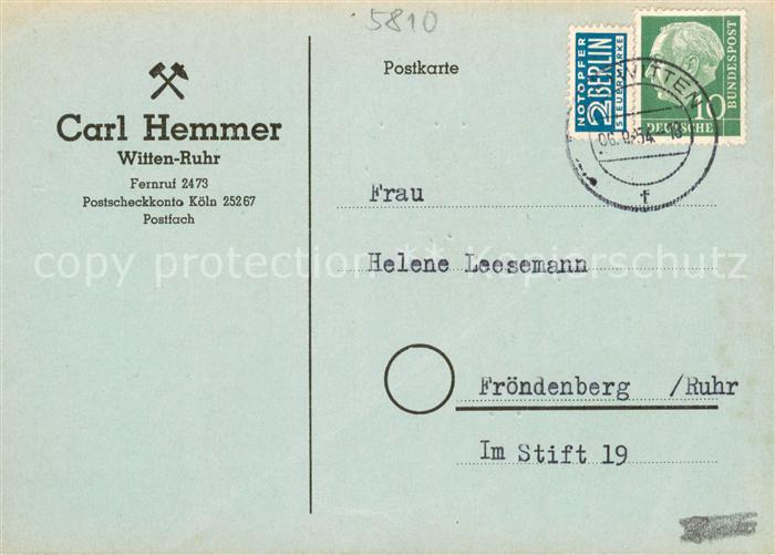 Witten Ruhr Carl Hemmer Handwerk