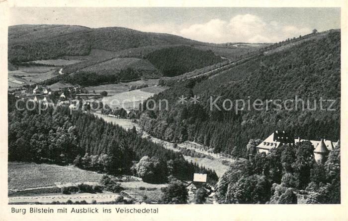 Bilstein Sauerland Panorama mit Burg Bilstein Veischedetal Kupfertiefdruck