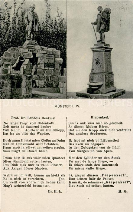 Muenster Westfalen Landois Denkmal Kiepenkerl Denkmal Statue Gedicht