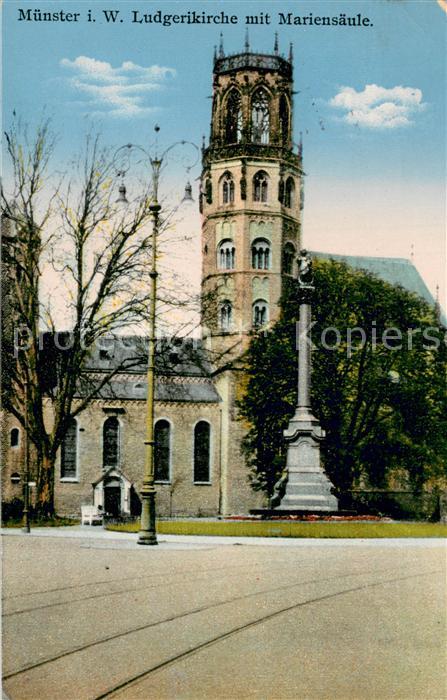 Muenster Westfalen Ludgerikirche mit Mariensaeule