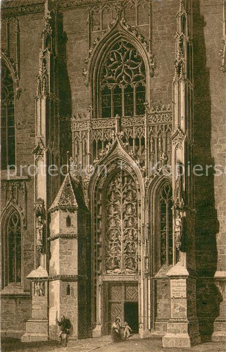 Muenster Westfalen Suedportal der Lambertikirche nach einem alten Stahlstich Kue
