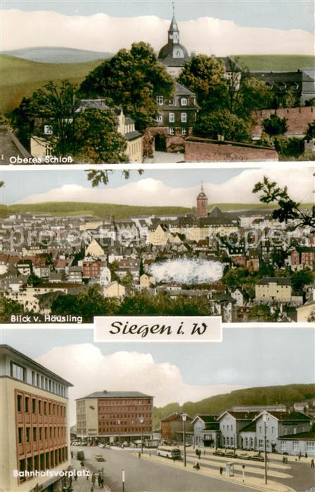 Siegen Westfalen Oberes Schloss Stadtpanorama Blick vom Haeusling Bahnhofsvorpla