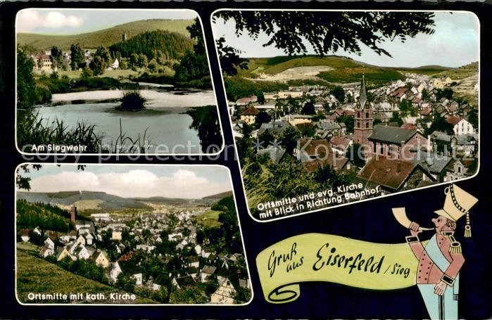 Eiserfeld Siegen Am Siegwehr Ortsansicht mit Kirche