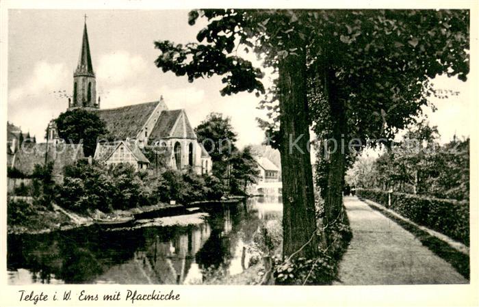 Telgte Warendorf Ems Promenade mit Blick zur Kirche
