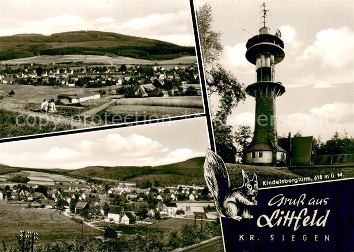 Littfeld Westfalen Gesamtansicht Panorama Kindelsbergturm Eichhoernchen