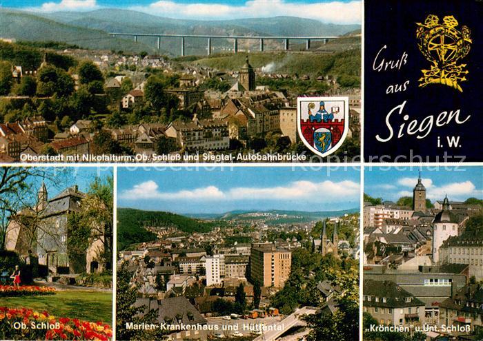 Siegen Westfalen Oberstadt Nikolaiturm Schloss Siegtal Autobahnbruecke Krankenha