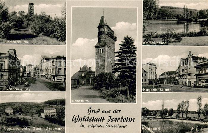 Iserlohn Danzturm Seilersee Heidebad Bismarckturm  Gasthof-Graumann