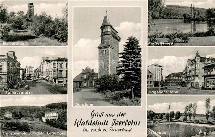 Iserlohn Seilersee Bismarckturm Rathausplatz Heidebad Gasthaus Graumann