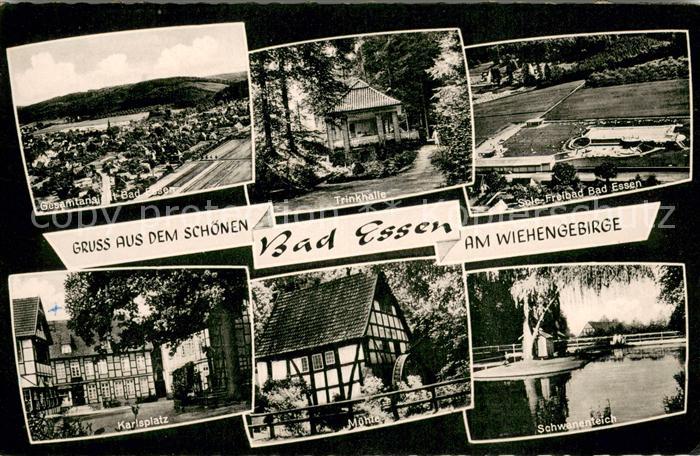 Bad Essen Gesamtansicht Trinkhalle Schwanenteich Muehle Karlsplatz Freibad