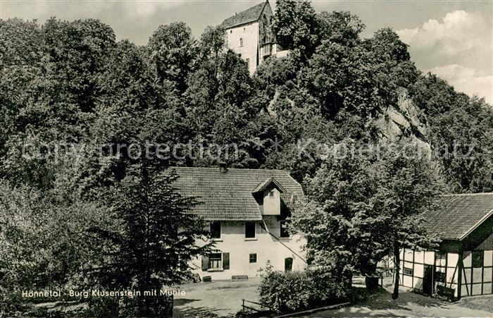 Hoennetal Hemer Burg Klusenstein mit Muehle Fachwerkhaus