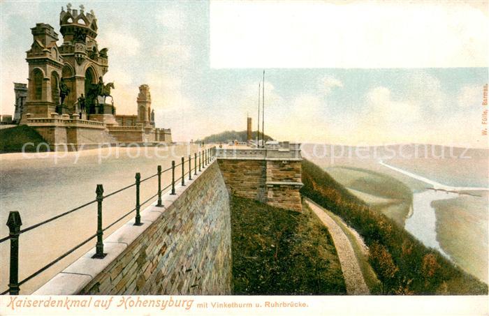 Hohensyburg Dortmund Kaiserdenkmal mit Vinkethurm und Ruhrbruecke