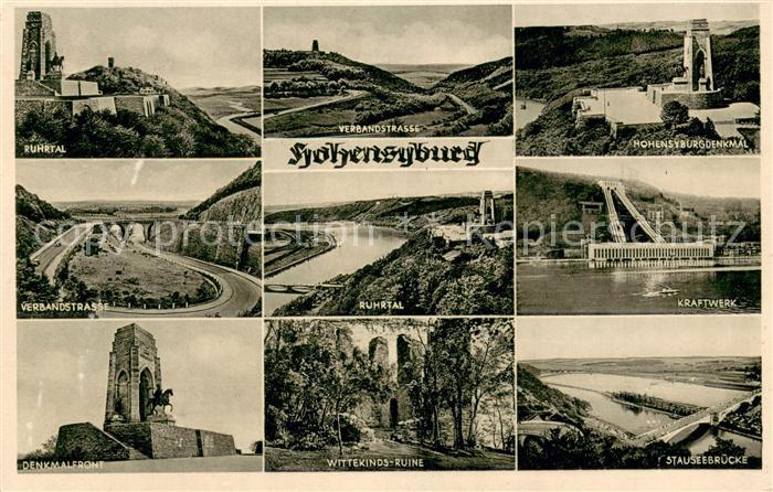 Hohensyburg Dortmund Ruhrtal Denkmalfront Wittekinds-Ruine Stauseebruecke Kraftw