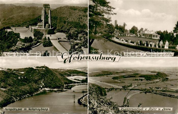 Hohensyburg Dortmund Vincketurm mit Denkmalgaststaette Hengsteysee Kaiser-Wilhel