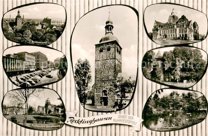 Recklinghausen Westfalen Rathaus Markt Teilansicht Stadtgarten Petruskirche Enge