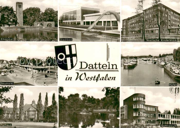 Datteln Hafenpartie Vestische-Kinderklinik Gymnasium Stadtpark Rathaus Neumarkt