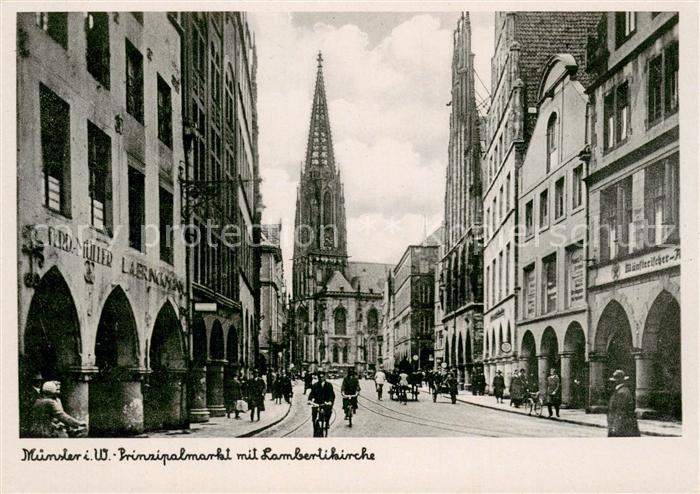 Muenster Westfalen Prinzipalmarkt mir Lambertikirche