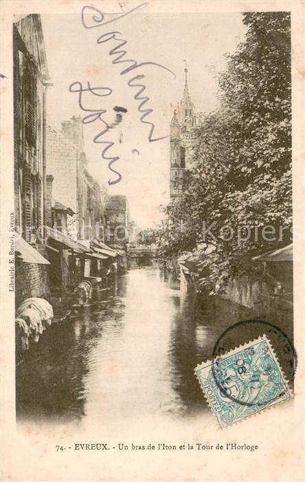 Evreux 27 Un bas de l Iton et la Tour de l Horloge