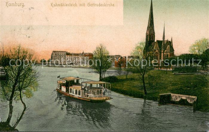 HAMBURG  CITY Kuhmuehlenteich mit Gertrudenkirche