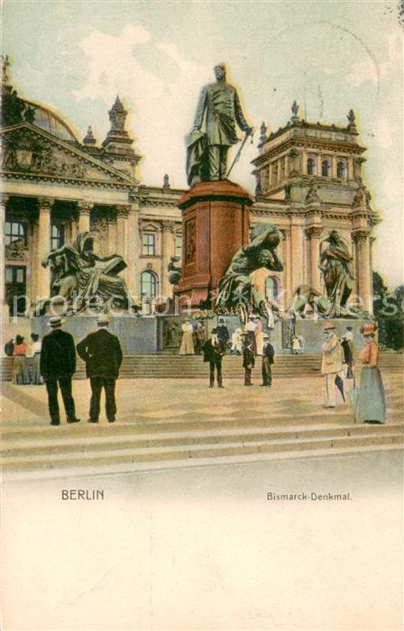 BERLIN  CITY Bismarck-Denkmal v. d. Reichstag belebt