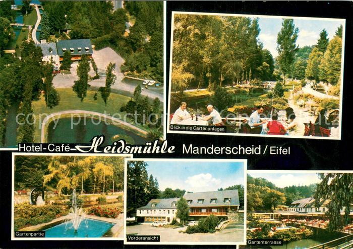 Manderscheid Eifel Hotel-Cafe Heidsmuehle Teilansichten m. Gartenpartie und Terr
