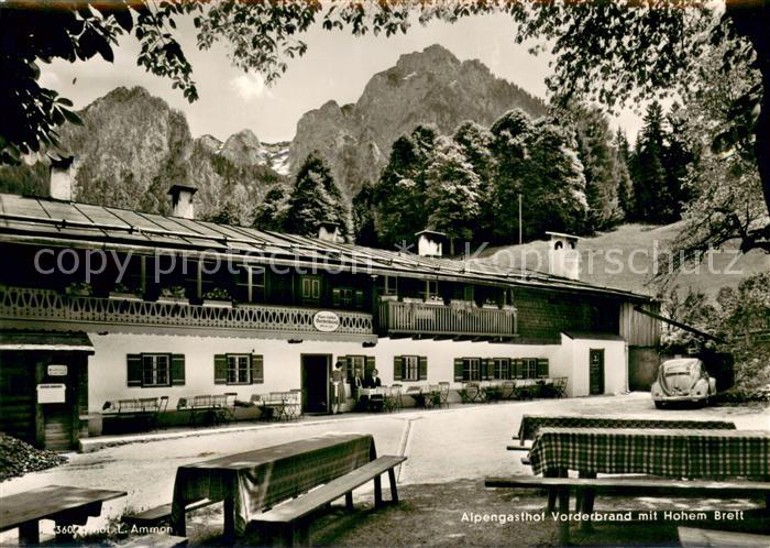 Koenigssee Alpengasthof Vorderbrand Aussenansicht m. Hohem Brett