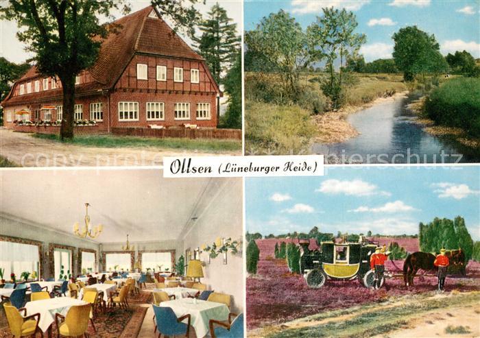 Ollsen Gasthaus Zur Eiche Teilansichten d. Lueneburger Heide m. Kutsche