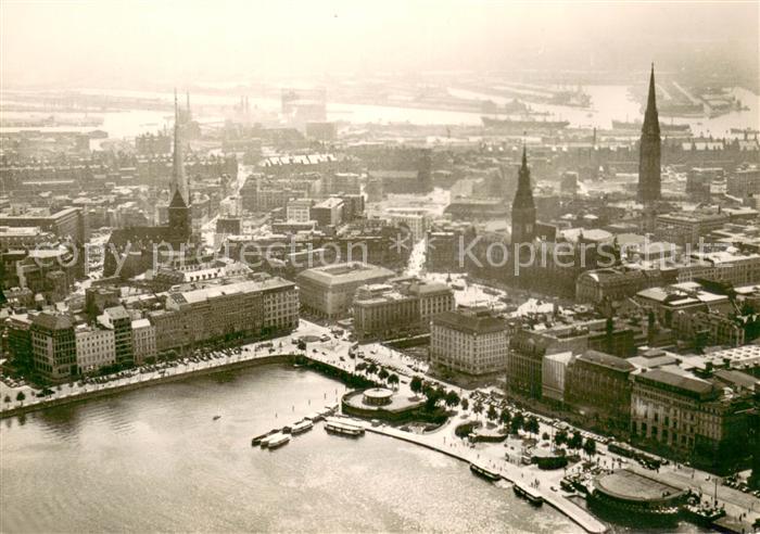 HAMBURG  CITY Fliegeraufnahme Binnenalster m. Ballindamm u. Rathaus