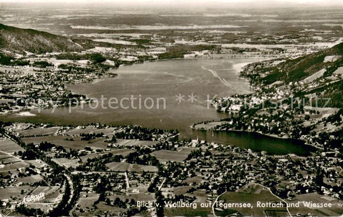Tegernsee Bayern Blick vom Wallberg mit Rottach und Wiessee