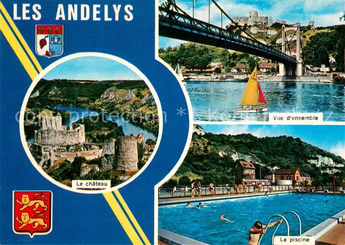 Les Andelys Le chateau Vue d’ensemble La piscine