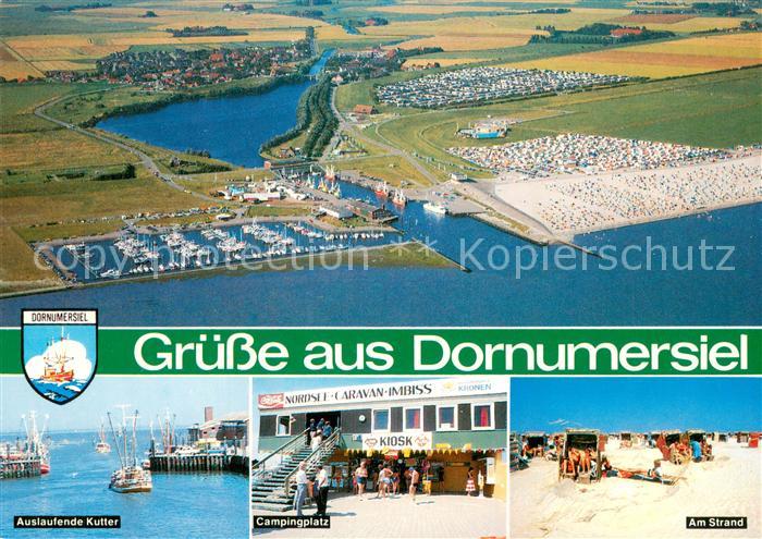 Dornumersiel Fliegeraufnahme Auslaufende Kutter Campingplatz Strand