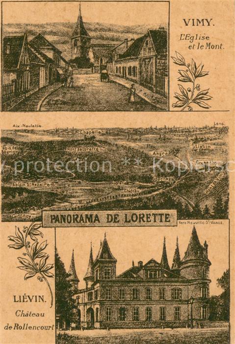 Vimy 62 Eglise et le Mont Panorama de Lorette Lievin Chateau de Rollencourt